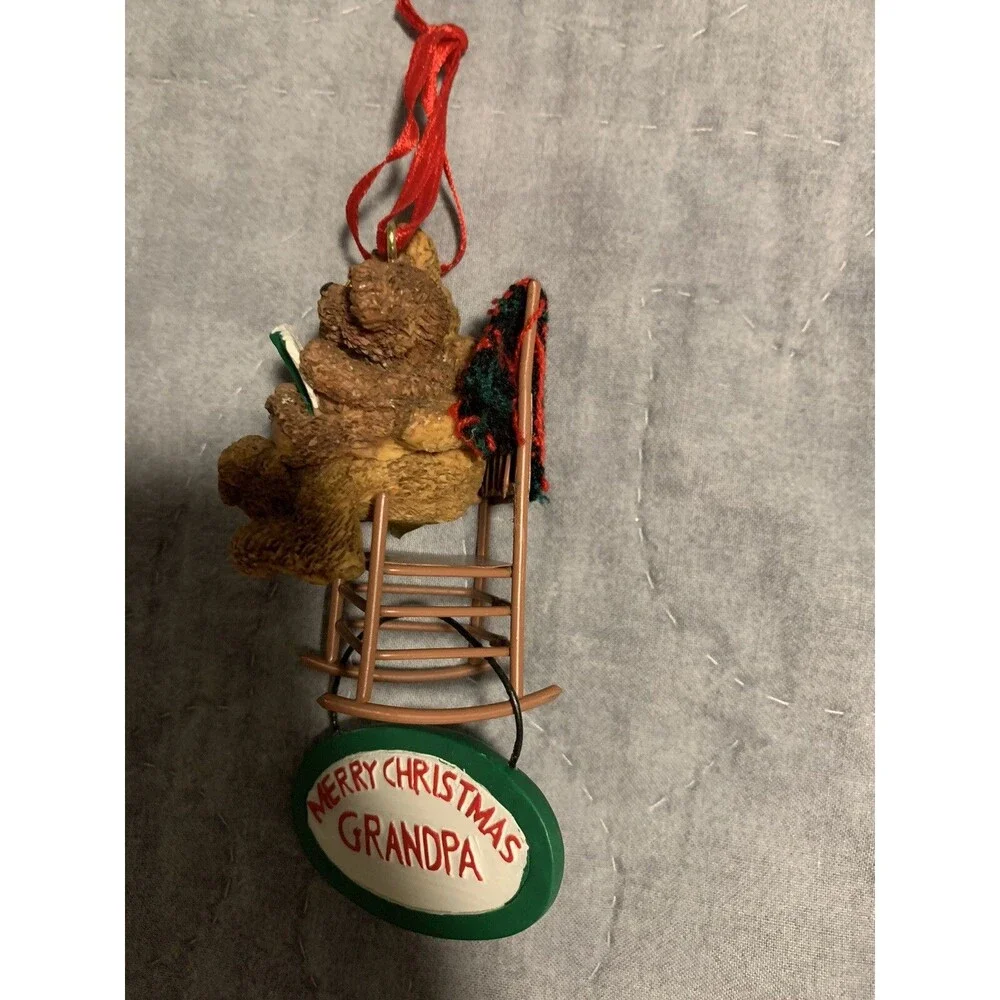 Vtg Ornament Merry Christmas Grandma & Grandpa Kurt S. Adler Rocking Chair Bear